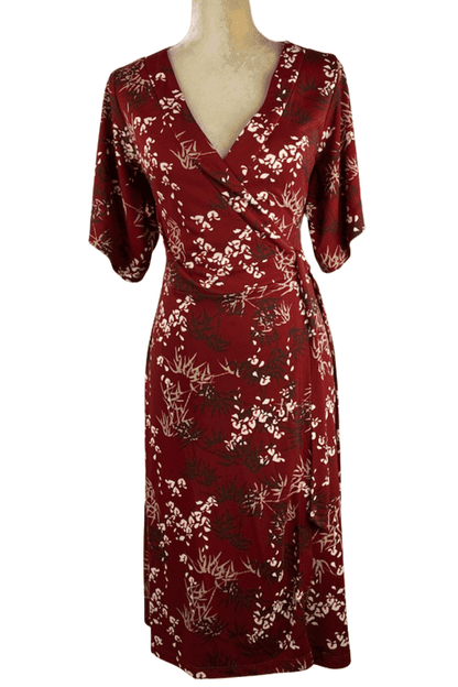 H&M women's wine floral wrap dress size 4 - Solé Resale Boutique thrift