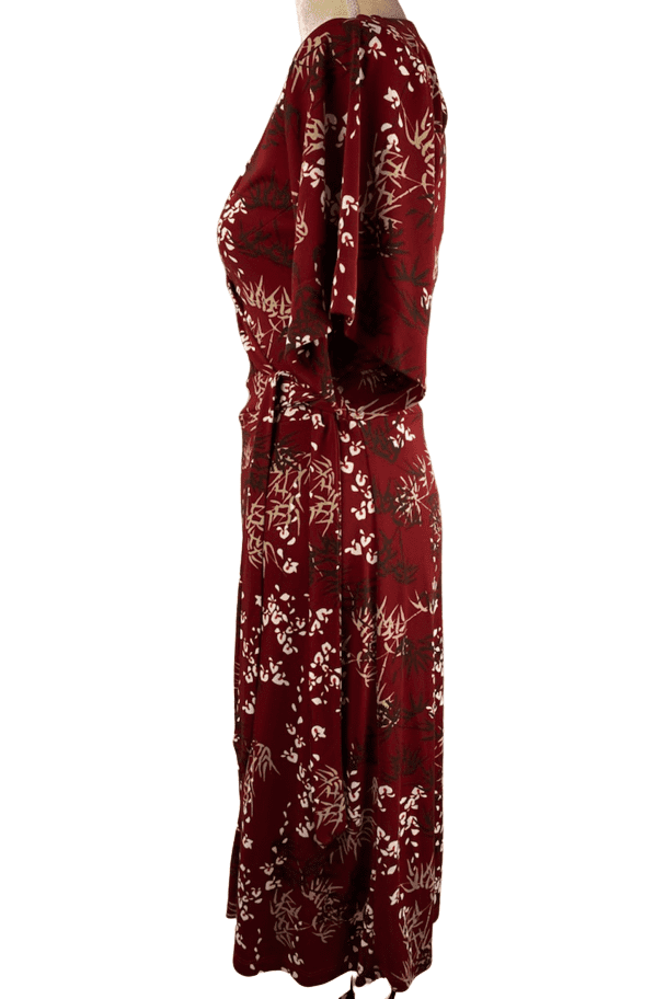 H&M women's wine floral wrap dress size 4