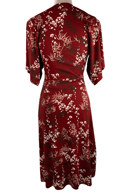 H&M women's wine floral wrap dress size 4