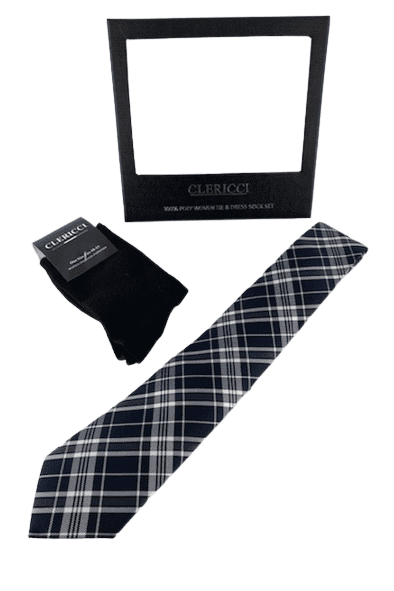 Clericci men's poly woven tie & dress sock set

