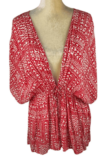 Victoria's Secret women red/white cover up top size O/S