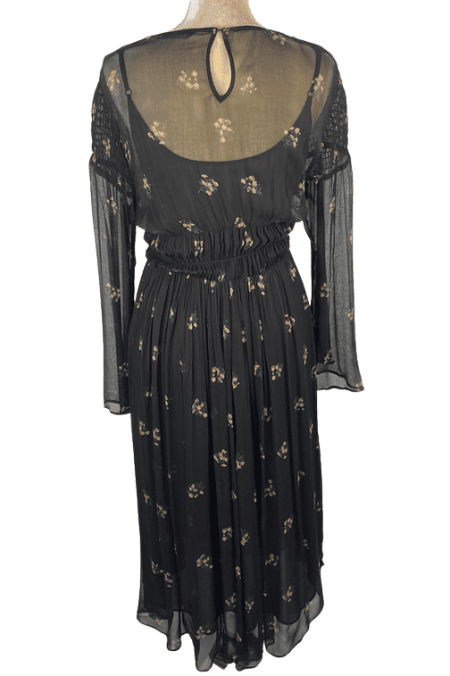 Zara Basic women's black floral dress size L 