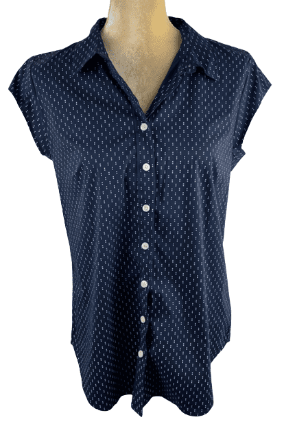 Susina women's navy polka dot top size M 