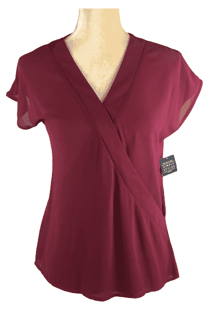 Nwt Simply Styled wine blouse sz S 