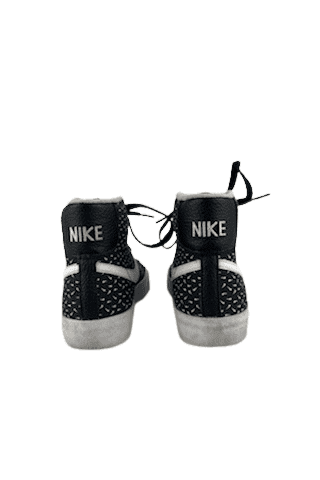 Nike unisex kids black/white high top sneakers size 4Y