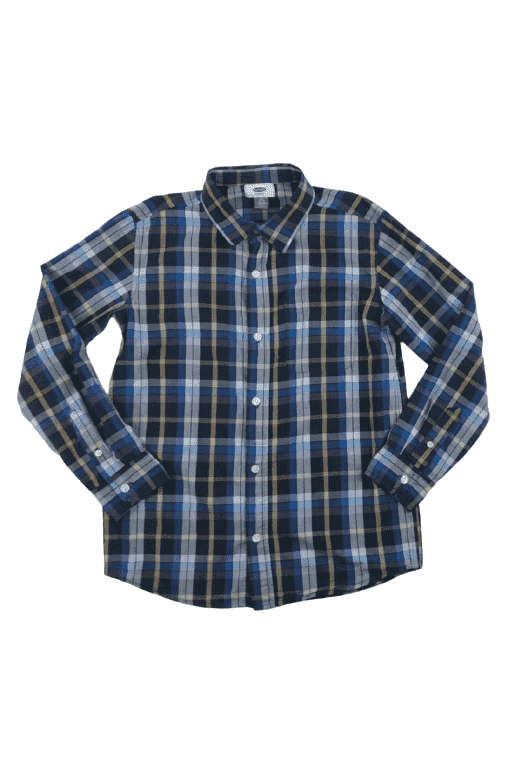 Old Navy boys plaid blue shirt sz L (10/12)