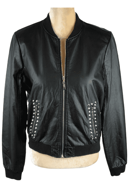 JOUJOU black faux leather jacket sz M 