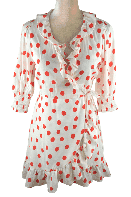 Nwt RIXO red polka dot wrap dress size XS