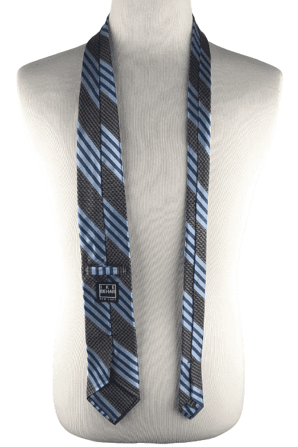 IKE BEHAR men's blue and brown stripe tie - Solé Resale Boutique thrift
