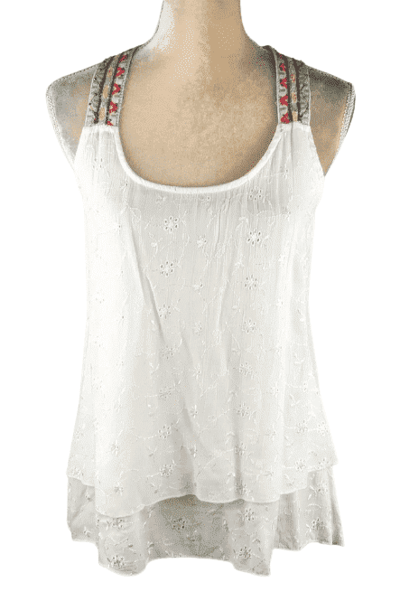 Paper Crane women's white layered tank, size S