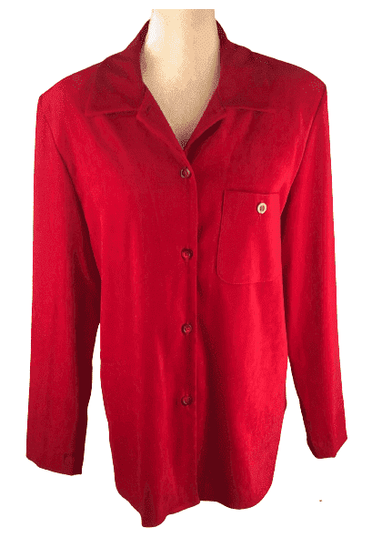 INCLINATIONS women's red button down shirt size M