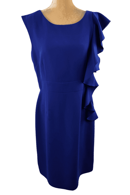 Tahari women's blue short sleeve dress size 12 - Solé Resale Boutique thrift