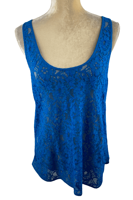 Trouve women's blue lace tank top size M - Solé Resale Boutique thrift