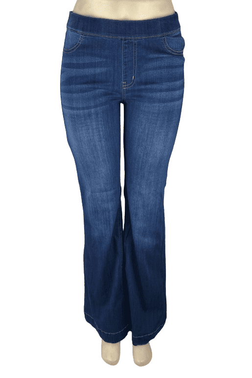 Fashion Nova women's mid rise flare blue jeans size XL - Solé Resale Boutique thrift