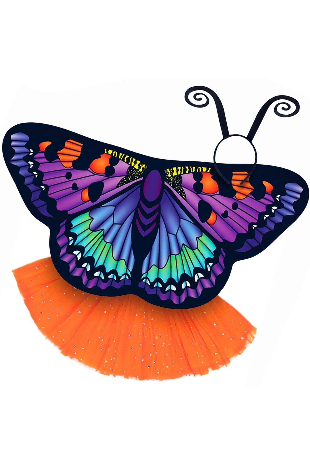 Butterfly Wings Girls Dance Outfit Kids Costume Wing Cape