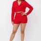 Functional Button Down Cropped Blazer And Shorts Set- Red - Solé Resale Boutique thrift