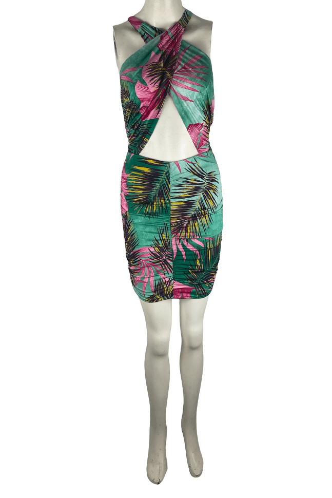 Sabora women's multicolor floral mini dress size L - Solé Resale Boutique thrift
