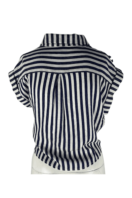 Wild Honey women's blue and white stripe blouse size M - Solé Resale Boutique thrift